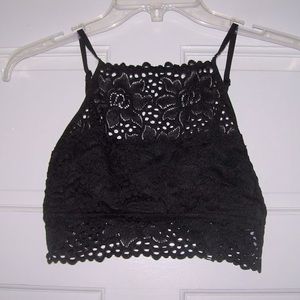 AERIE Lace Hi-Neck Bralette *Black*